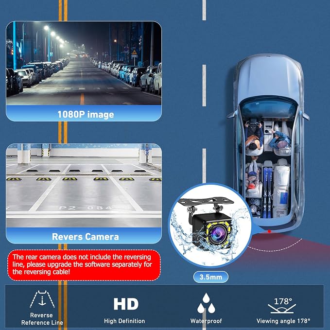 CARPURIDE 9.26 Inch Carplay Screen for Car, Compatible with Wireless/Wired Apple CarPlay, Android Auto and Mirror Link - Bluetooth Audio, Navigation,Siri, FM, AUX, C92 with Backup Cam