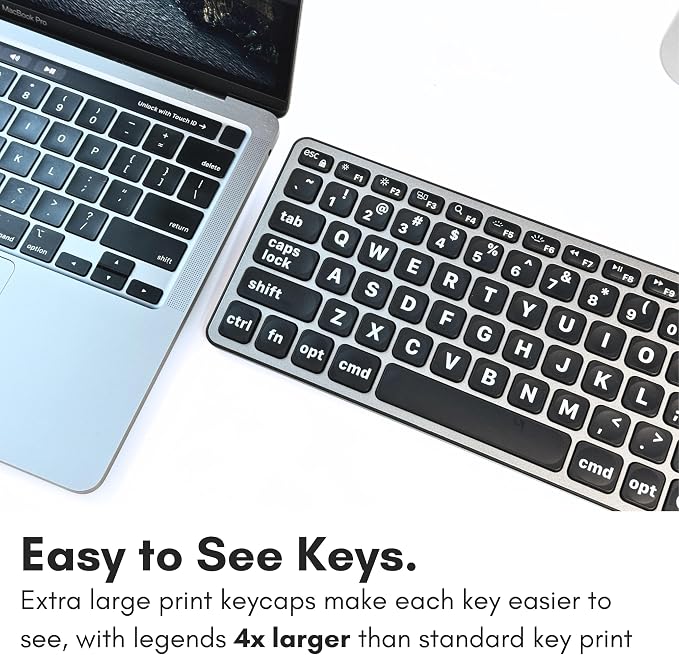 Macally Wired Keyboard for Mac (USB C + A) - Large Print and Backlit for Apple - 107 Key Full Size Large Letters USB C Keyboard for MacBook Pro/Air, Mac mini, iMac