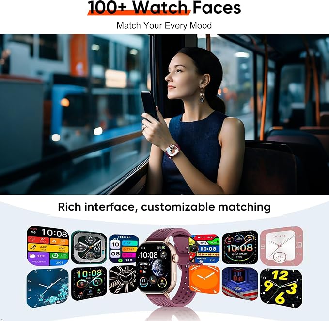 2026 Distance & Pace GPS Running Watch for Runners - Call & Text, AMOLED Large Screen, 50m Waterproof Swimming, Calorie & Step Counter, 2 Bands, Long Battery, for Seniors Men Women(Gold)