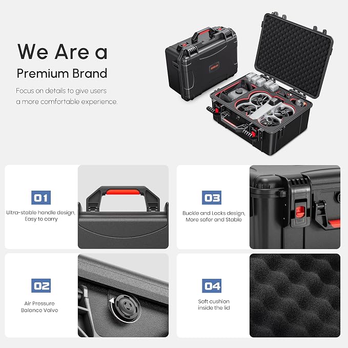 Waterproof Hard Case for DJI Avata 360 Combo, Shockproof Travel Storage Box with Custom Foam for Drone, RC2, G-N3 Goggles, Motion Controller, Charger Hub (Only Case)