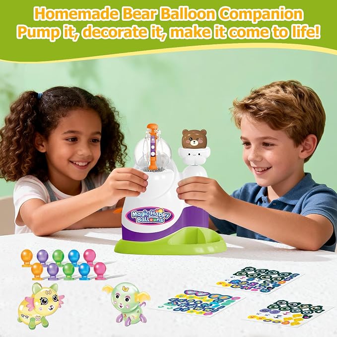 Magical Toy Gifts for Kids | Bear Pump Balloon Craft Kit with, Creative DIY Art Toys for Ages 3+, Fun Birthday & Holiday Party Supplies for Girls Boys