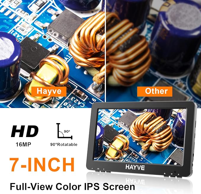 7'' HDMI Digital Microscope,1200X Coin Microscope with IPS Screen, 16MP Soldering Microscope with Lights, 8.5'' Long Stand, View Entire Coin, Compatible with PC/TV, 32GB Card