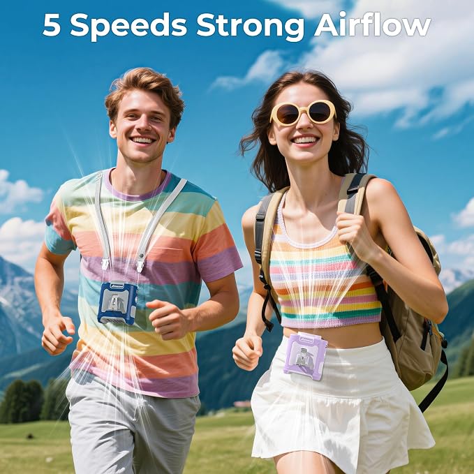 AMACOOL Portable Waist Fan Clip On, Gifts for Men Dad Husband, 10000mAh Rechargeable Wearable Shirt Fan, Powerful Belt Fans, Birthday Gifts for Women Jobsite Travel Camping Essentials 2026