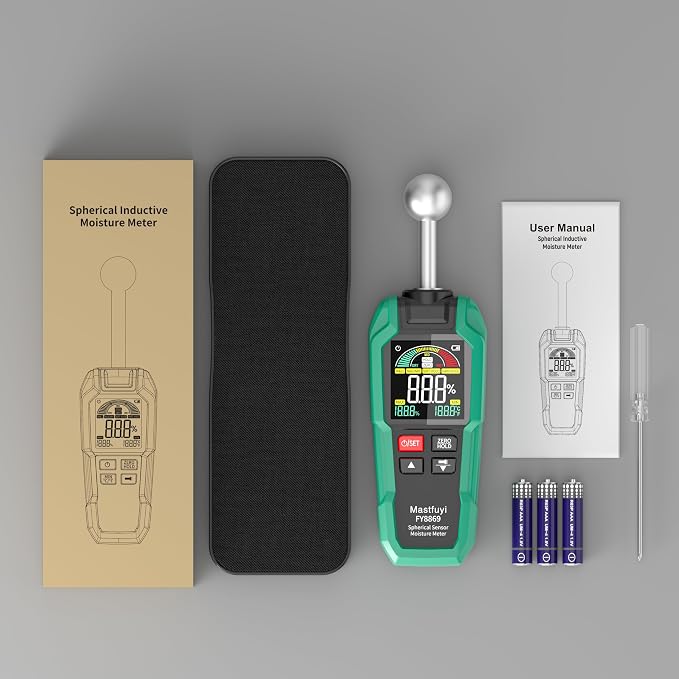 Pinless Wood Moisture Meter,Non-Destructive Depth 5-40mm for Wood & Walls | Digital Moisture Detector Built-in Flashlight for Concrete, Floors