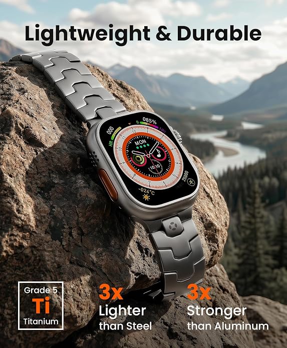 AGIS02 Titanium Band for Apple Watch Ultra 3/2/1 Band 49mm & Series 11/10 46mm, Grade 5 Titanium Ultra Watch Band for Men with DLC Coating, Durable and Lightweight iWatch Metal Strap