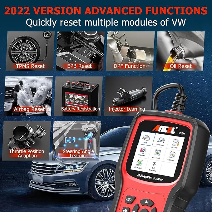 ANCEL BD500 All System Bluetooth 5.0 OBD2 Scanner fit for VW Audi Seat Skoda Seat with ANCEL VD700 All System OBD2 Scanner with 8 Special Functions for VAG Vehicles