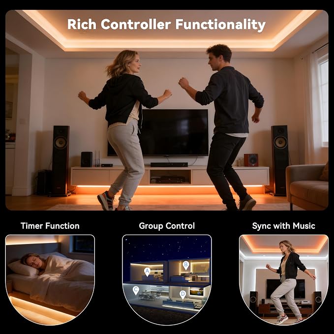 MIWISE COB LED Strip Light, 2700K-6500K All Color in One Tunable White LED Tape Lights Dimmable UL-Listed, APP Control Music Mode, for Under Cabinet, Bedroom, Kitchen, Shelves, Ceiling DIY, 32.8ft