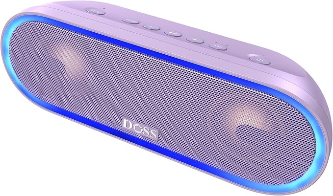 DOSS SoundBox Pro+ P300 Bluetooth Speaker, 40W Stereo Sound, Extra Bass,20H Playtime, Wireless Stereo Pairing, Beat-Driven Lights for Party, IPX6 Waterproof for Garden, Camping, Beach, Outdoor-Purple