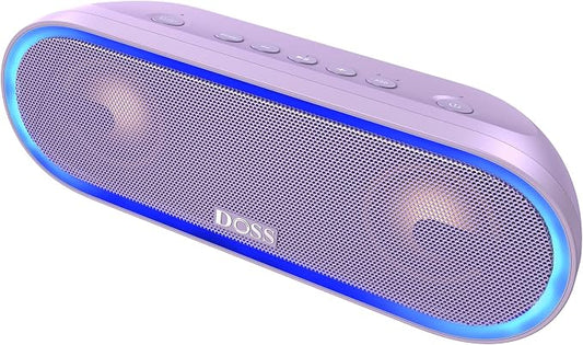 DOSS SoundBox Pro+ P300 Bluetooth Speaker, 40W Stereo Sound, Extra Bass,20H Playtime, Wireless Stereo Pairing, Beat-Driven Lights for Party, IPX6 Waterproof for Garden, Camping, Beach, Outdoor-Purple
