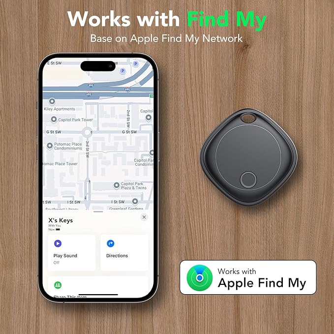 Air Tracker Tags-4 Pack, Bluetooth Tracker Works with Apple Find My APP (iOS Only), Bluetooth Smart Air Tag Keys Finder and Item Locator for Keys, Bags, Luggage, Wallet, Replaceable Battery