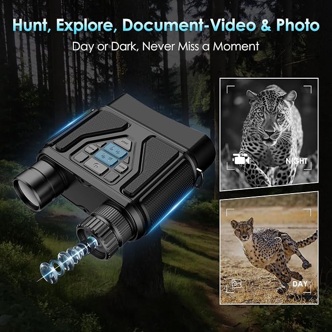 Night Vision Goggles-Digital Night Vision Binoculars with 8X Zoom & 32GB Card, 4000mAh Rechargeable IR Night Vision for Complete Darkness, Camping Gear, Gifts for Men