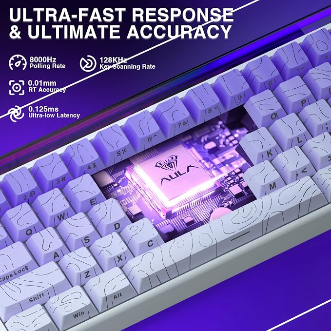 AULA Hero 68 HE 60% Gaming Keyboard Wired, Hall Effect Magnetic Switch Keyboard with Adjustable Actuation, Fast Trigger Mode, 8K Hz Polling Rate, 0.125ms Latency,Side Printed PBT Keycaps, RGB Backlit