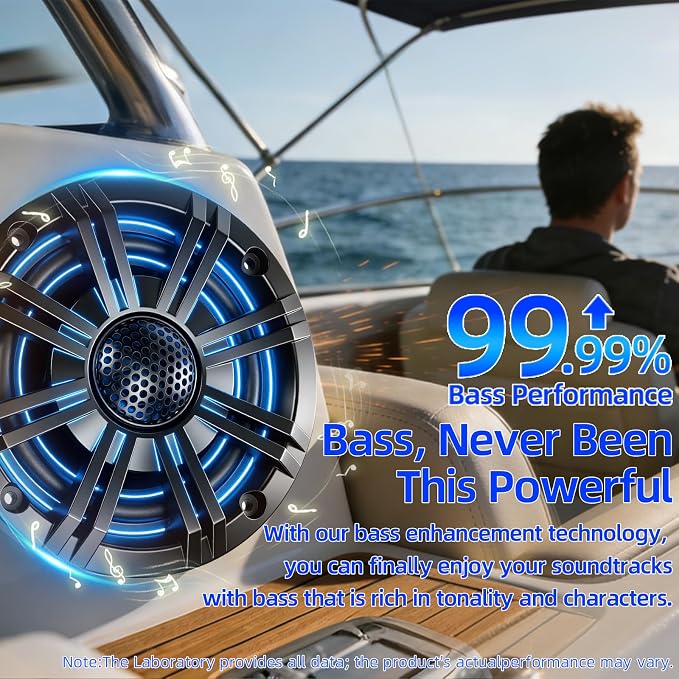 5.25" 600W Marine Speakers, IP66 Waterproof Boat Stereo Speakers with LED Lights, 2-Way Coaxial Audio, Y35 Woofer, UV & Salt Spray Resistant (Pair, Black，C)