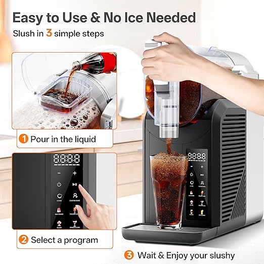 Slushie Machine, 2L/68oz Slushy Machine for Home & Party | Frozen Drink Machine with Self‑Cleaning, No Ice Needed, Ideal for Margaritas, Frappés, Milkshakes
