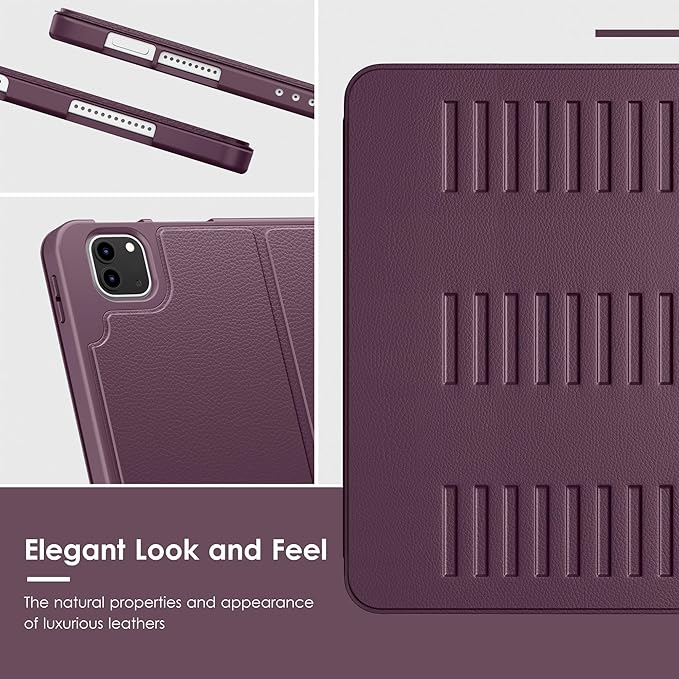VIKESI Case for iPad Pro 12.9 6th / 5th / 4th / 3rd Generation Case 2022/2021/2020/2018,Multiple Angles Magnetic Stand Cover,Shockproof Soft Back,Pencil Holder,and Auto Sleep/Wake,Dark Purple
