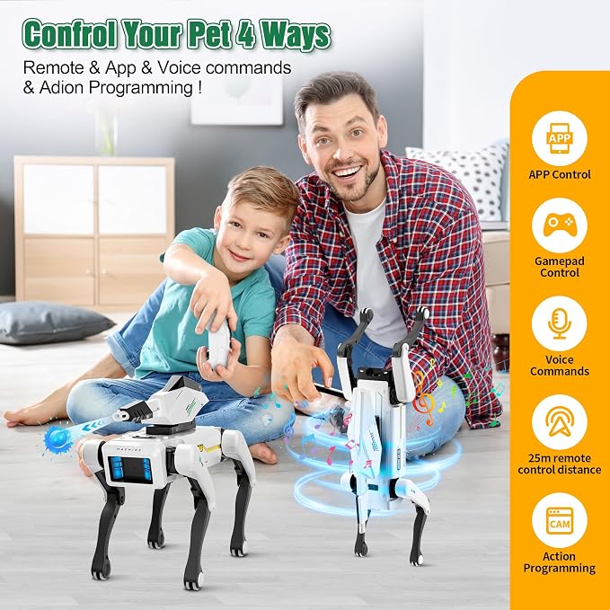 Smart Robot Dog 2 in 1- Interactive STEM Pet with Voice Control, 30+ Actions & APP Programming, Durable Design for Kids Age 6+ (Compatible with iOS/Android)