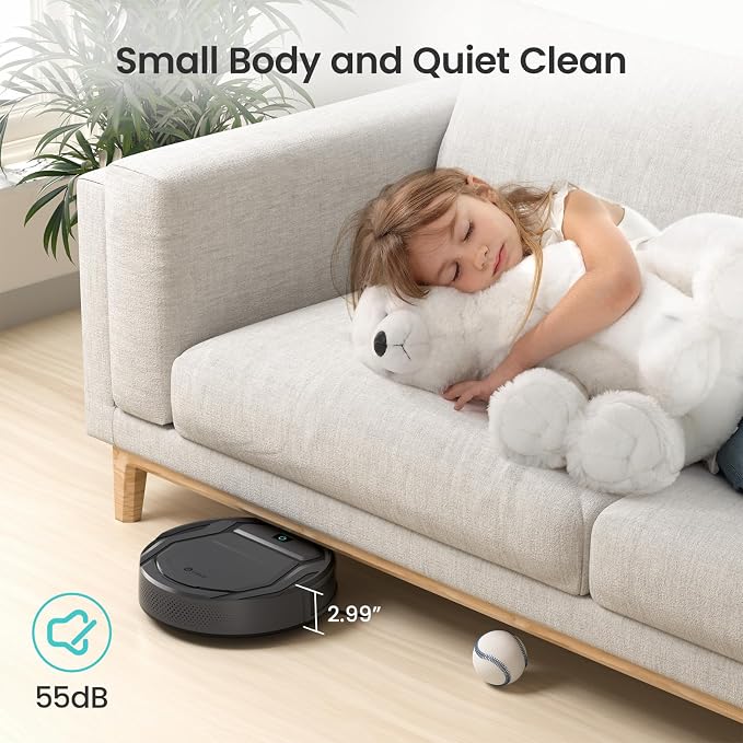 Lefant Robot Vacuum Cleaner M210 Pro,Slim,Quiet,2200Pa Suction,120 Min Self-Charging Robotic Vacuums, Freemove 3.0,WiFi/APP/Alexa,6 Cleaning Modes Ideal for Hard Floors Pet Hair Low Carpet,Black