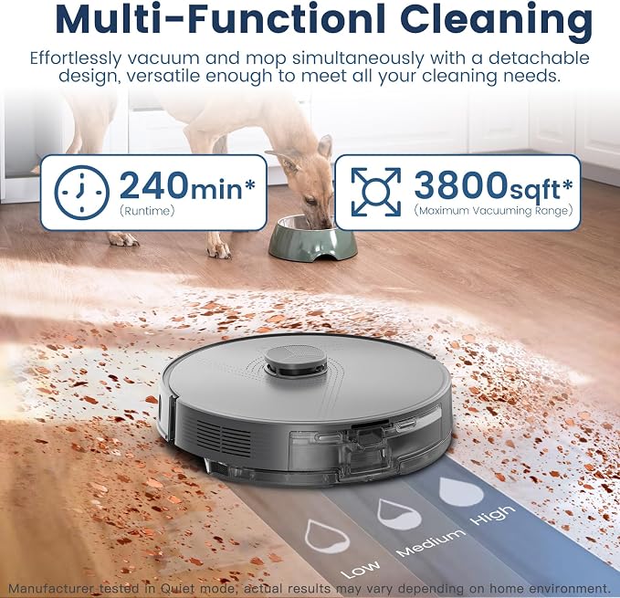 FIXR Robot Vacuum and Mop with Self-Emptying, 75-Day Hands-Free Cleaning 12,000Pa Suction, T25-GR
