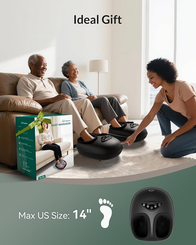 Snailax Shiatsu Foot Massager with Heat & Compression, Deep Kneading Foot Massager Machine with 3 Heat Levels & Timer, Full Foot Massage Fits Up to Men Size 14, Fathers Day Gift for Dad