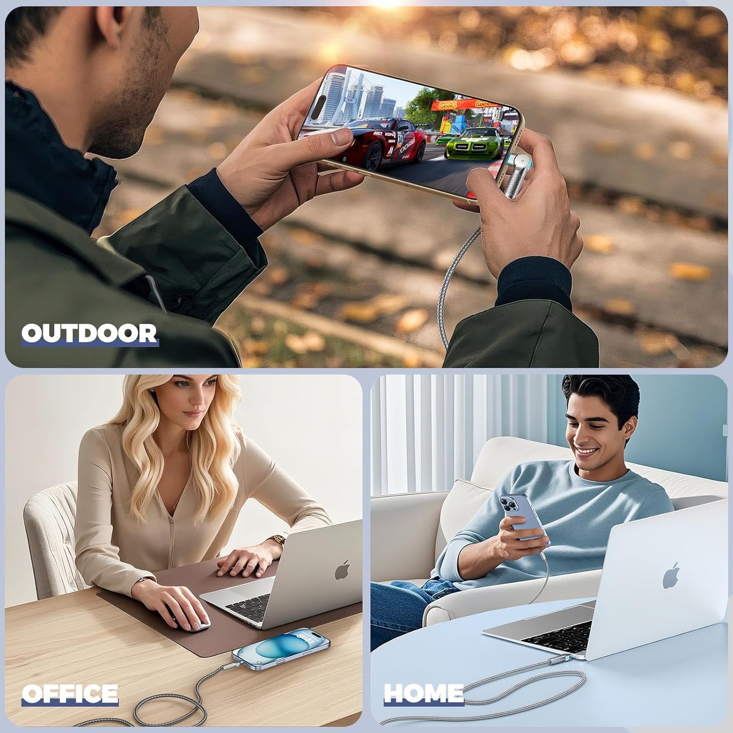 USB C to USB C Cable10ft,240W 2-Pack Braided 180°Rotating Type C Charging CableFast Charge for iPhone 16/16Pro/16Plus/16ProMax,MacBook Air,iPad Pro,Pixel,Samsung Galaxy S23/S24 Ultra-Light Grey