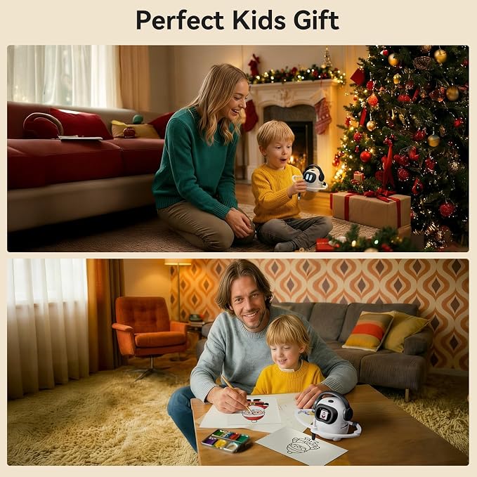 AI Drawing Robot for Kids, 10000+ Free AI-generated Images,Regularly updated image library,Educational Learning Toys for Boys & Girls Ages 3-8 ,AI Enlightenment Painting Toy for Birthday Gift (Black)