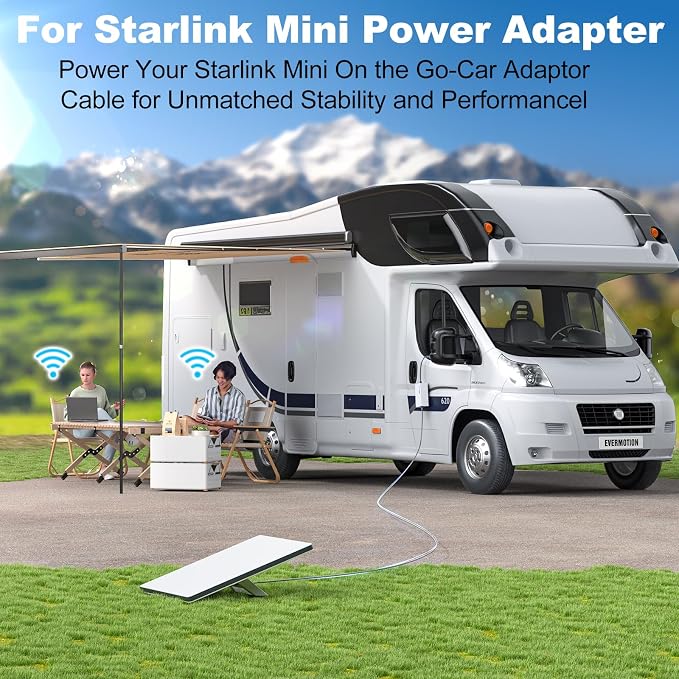 seynli Starlink Mini Car Adapter, Car Charger 12V/24 to 36V Step Up Converter Starlink Accessories, 1M/3.2ft Mini Cigarette Lighter Adapter for RV Truck/RV/Car, USB-C 45W/USB-A 18W Dual Ports