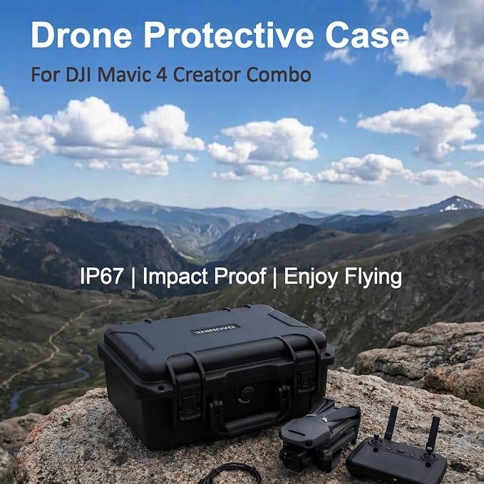 Drone Case for DJI Mavic 4 Creator Combo, IP67 Waterproof Dustproof Shockproof Protective Carrying Hard Case with Precision-Cut Foam, Anti-Fingerprint EVA Surface and High-Density Foam Base