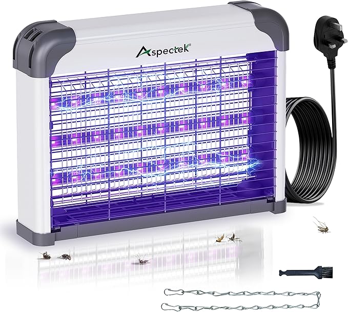 ASPECTEK Dual-Spectrum LED Bug Zapper Indoor, High-Voltage Electric Grid Mosquito and Fly Trap, 3 Long-Life UV LED Lamps 395nm, Kills Gnats, Moths, Wasps and Fruit Flies