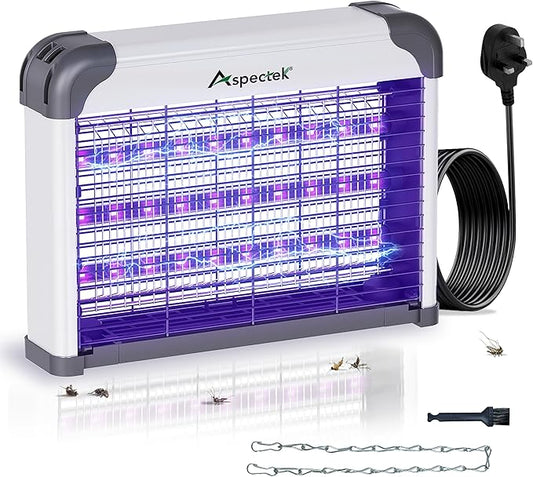 ASPECTEK Dual-Spectrum LED Bug Zapper Indoor, High-Voltage Electric Grid Mosquito and Fly Trap, 3 Long-Life UV LED Lamps 395nm, Kills Gnats, Moths, Wasps and Fruit Flies