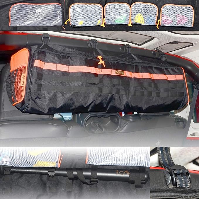 Goldfire UTV Storage Accessories,Roll Bar Storage Bags Truck Tool Organizer Bag + Removable Portable Ice Chest Cooler Groceries Bag with Straps Fit For Most UTV Models