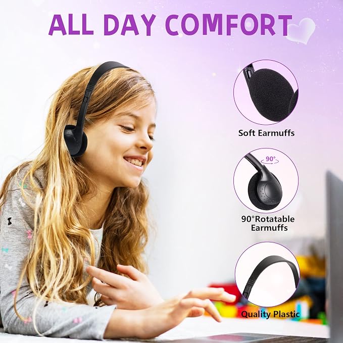 Kids Headphones Bulk 30 Pack for School Students Children Teen Boys Girls, Wholesale Headphones for Classroom Earphones,Group Learning, Computer Lab, Library, Online Lesson and Testing (Black)