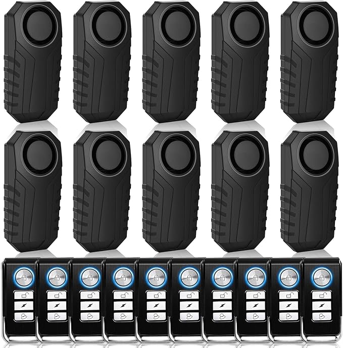 Bicycle Alarm System Anti Theft,USUPERINK Bike Alarms for Ebikes,113dB Bike Alarm,IP65 Waterproof,7 Levels of Sensitivity Adjustment,Suitable for Bicycles,Motorcycles,Electric Scooters,Ebike,10PK