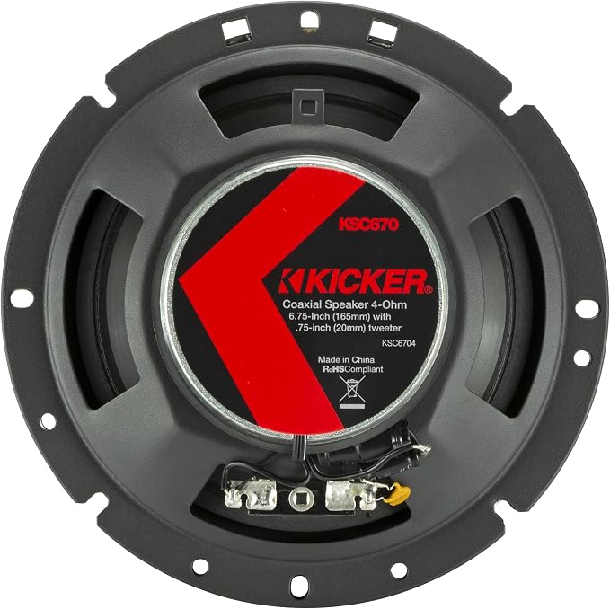 KICKER 51KSC6704 KS-Series 6.75" Coaxial Speakers with .75" tweeters, 4-Ohm, Pair