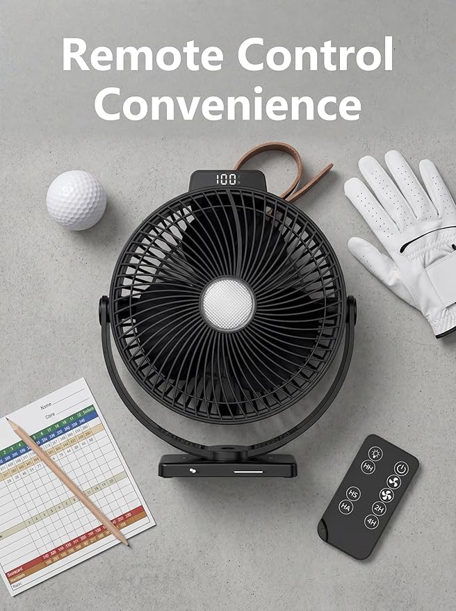 24000mAH Magnetic Golf Cart Fan with Heavy-Duty Strap, 8-inch Battery Operated Fan with Triple-Magnet, Bright Lighting, Compatible with EZGO Club Car Yamaha, Golf Cart Accessories, Golf Gift 2026