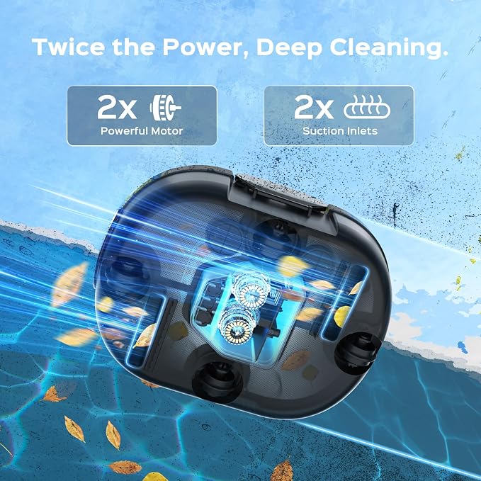Automatic Robotic Pool Cleaner for Above Ground Pools, S1 Pro Cordless Pool Vacuum with Dual Motors, 120-Min Runtime, Large Debris Basket, Fast Charging and Auto Parking, Jet Black