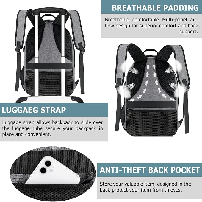 Lunch Backpack, Insulated Cooler Lunch Bag Backpack, Large Travel 17.3 Laptop Back Pack Sturdy Computer College School Bookbag for Women Men for Men Women Work Hiking Picnic