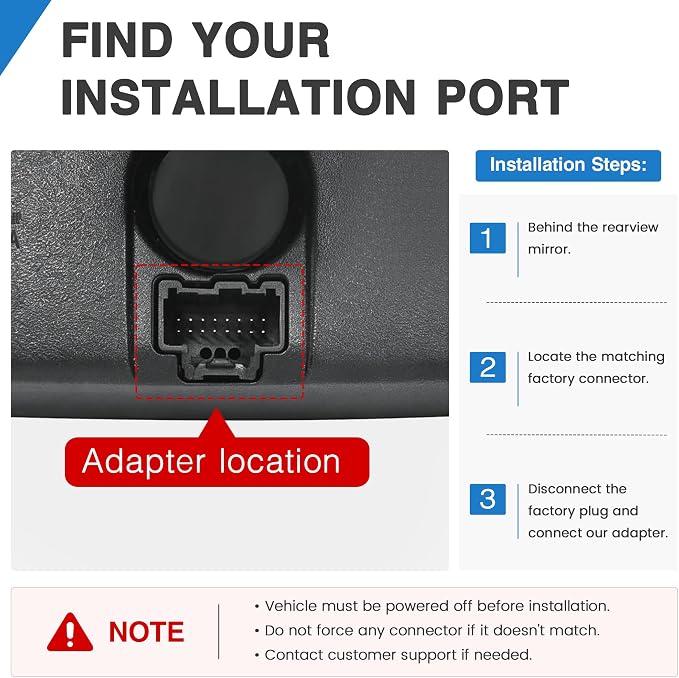 Dashcam Power Adapter Compatible with Ford Bronco, F150 and More(16P TypeA),Connects to Rearview Mirror,Built-in Hide USB to GPS Radar Dash Cam Charger Adapter Cable,Clean Install