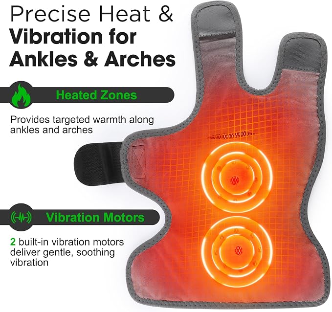 2 Pack Cordless Ankle Massager for Pain Relief, Foot and Ankle Massager Wrap with Heat, Foot Massager for Neuropathy, Heated Foot Massager, 6 Heat Levels, 3 Massage Modes, Grey