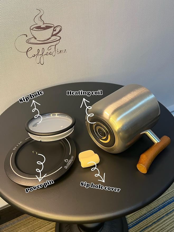 Gifts for Women Men, Heated Coffee Mug Up to 149°F, Ideal Gifts for Christmas, Birthday, Mother's Day, Father's Day or Any Occasion (14oz Silver)