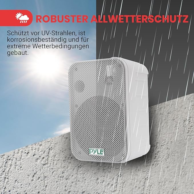 Dual Waterproof Outdoor Speaker System - 6.5 Inch Pair of Weatherproof Wall / Ceiling Mounted Speakers w/ Heavy Duty Grill, Universal Mount - For Use in the Pool, Patio, Indoor - Pyle PDWR50W (White)