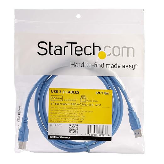 StarTech.com USB 3.0 Cable, 6ft, A to B, Blue