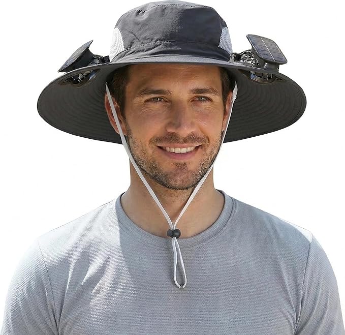 Hat with Fans Solar Power for 2026 Soccer Events, Solar Powered Fan Hat, Outdoor Cooling Sun Hat Men Women