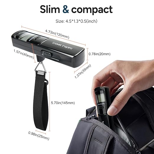 Battery-Free Luggage Scale – No Batteries Needed, Portable Digital Hanging Suitcase Weight Scale for Air Travel & Checked Bags, 110lb/50kg, LCD Display, Compact Travel Accessory