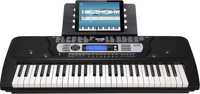 RockJam 54 Key Keyboard Piano with Power Supply, Sheet Music Stand, Piano Note Stickers & Lessons