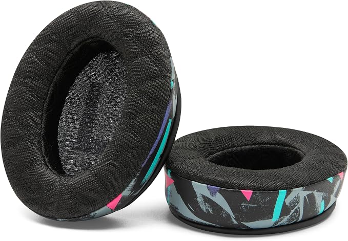 WC Freeze V2 Cloud - Angled Cooling Gel Earpads Compatible with HyperX Cloud Series by Wicked Cushions | Angled Pads for Extreme Comfort, New Freeze V2 Cooling Fabric, Extra Thick | 90's Black