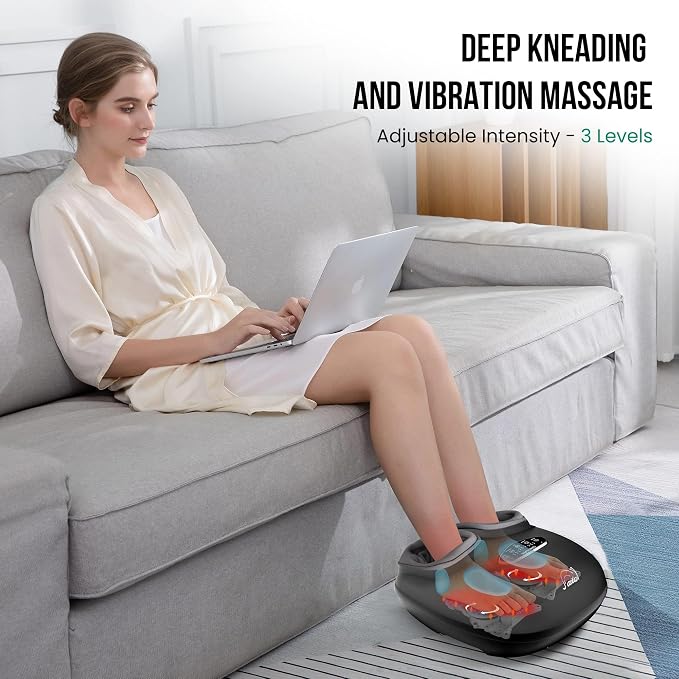 Snailax Shiatsu Foot Massager with Heat - Deep Kneading, Compression, Vibration, 2026 Feet Massager Machine for Plantar Fasciitis, Neuropathy, Foot Warmer, Size 13, Gifts Father Day for Dad, Men