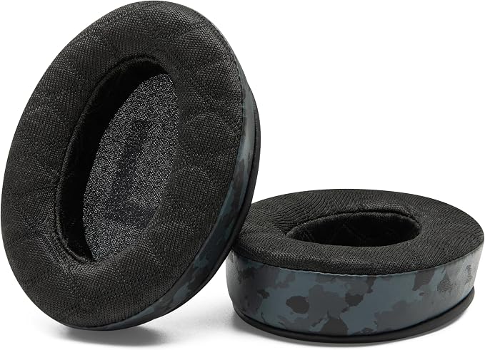 WC Freeze V2 Cloud - Angled Cooling Gel Earpads Compatible with HyperX Cloud Series by Wicked Cushions | Angled Pads for Extreme Comfort, New Freeze V2 Cooling Fabric, Extra Thick | Black Camo