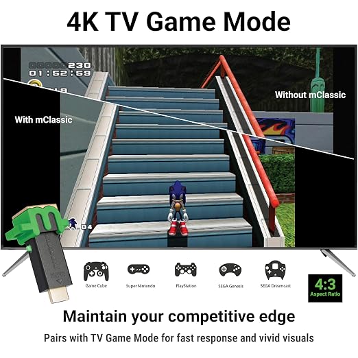 Marseille mClassic Retro Edition - Restores TVs Game Mode Image Quality, Lag Free, for Retro Game Consoles with 4:3 Aspect Ratio like Nintendo GameCube, Wii, PS1, PS2, and more - Supports 1440p/60hz