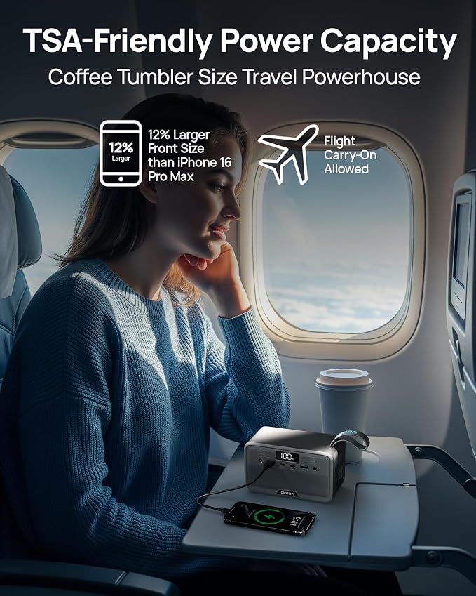 DaranEner R100(2025 New) Portable Power Station 89.6Wh 100W(200W Peak) Power Bank with AC Outlet, LiFePO4 Battery Fast Charging Small Generator for Laptop/Camping/Travel/Home/Emergency, TSA Approved