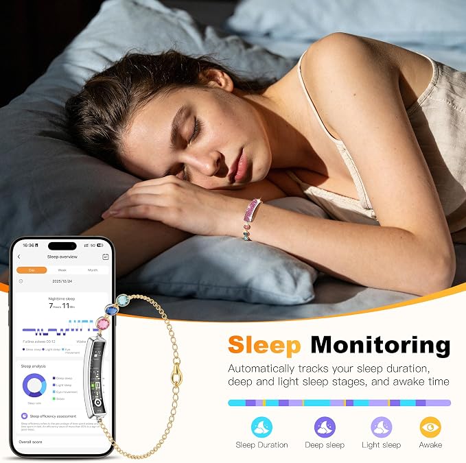 Smart Bracelet for Women – Fitness Tracker with Heart Rate, Sleep & Step Tracking, 1ATM Water Resistant, Multi-Sport Modes, Fitness Tracking Wearable with Free App, 2 Bands(Pink&Gold)